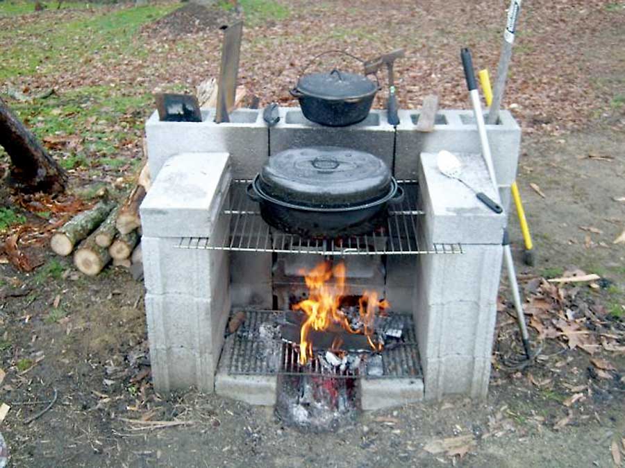 Cement Block Outdoor Fireplace Plan