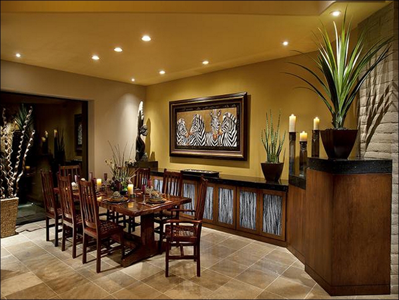wood wall in dining room