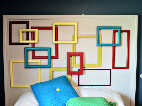 DIY Headboard Made Out Of Picture Frames