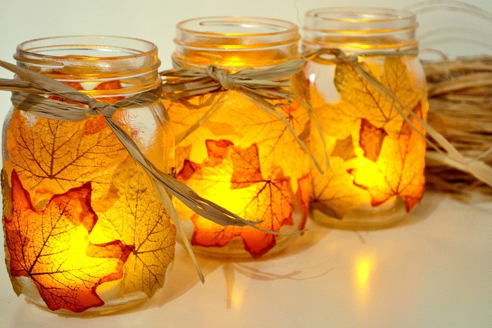 Autumn Leaf, Mason Jar DIY Candle Holder