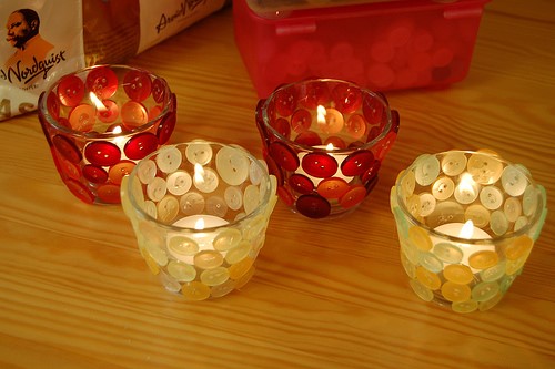 Buttoned DIY Candle Holders 