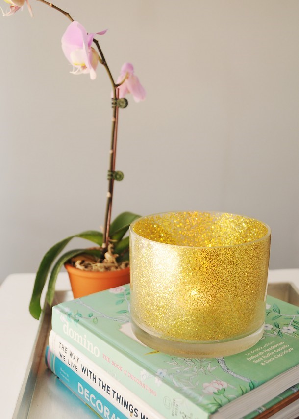 Glittering Glass DIY Candle Holder