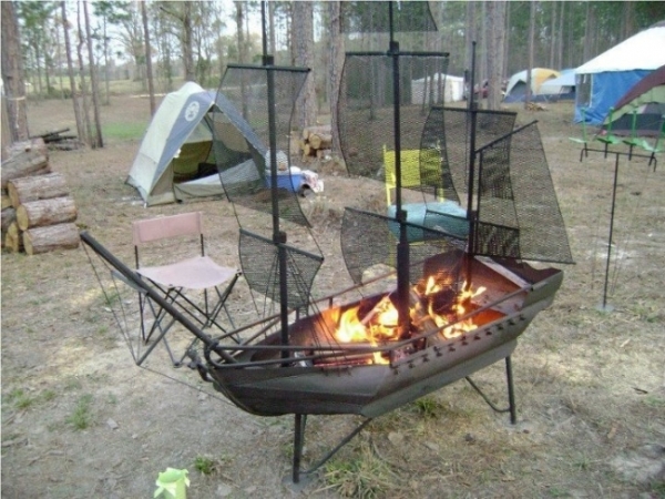 pirate ship homemade fire pit