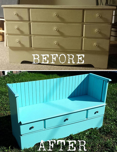 Dresser Turned Into Vintage Bench