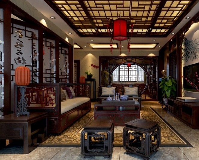Chinese Style Living Room Ceiling