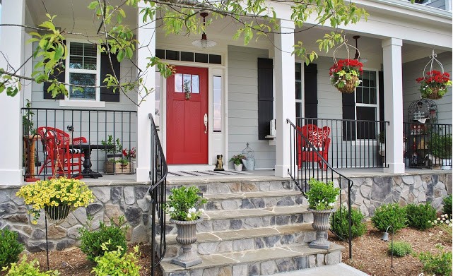 Pop Of Red Front Porch