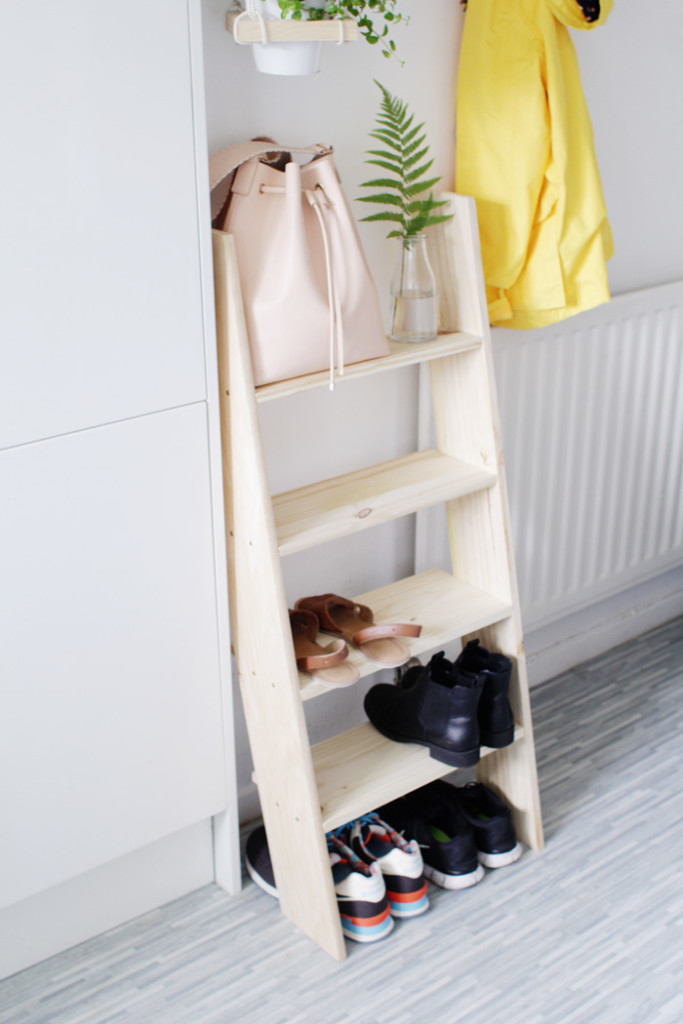 Use Ladder Shelf For Shoe Storage