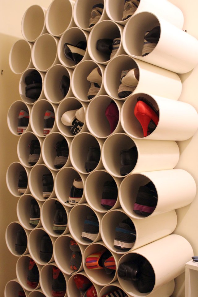 Use PVC Pipes For Shoe Storage