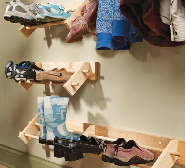 Place Your Shoes On A Wall Mounted Shoe Rack