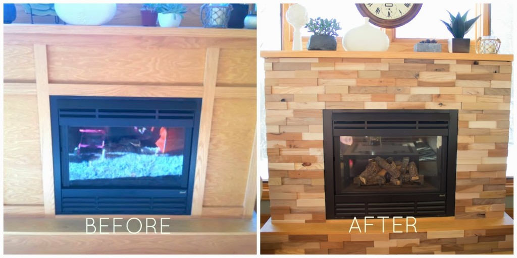 Rustic Tile Fireplace Makeover