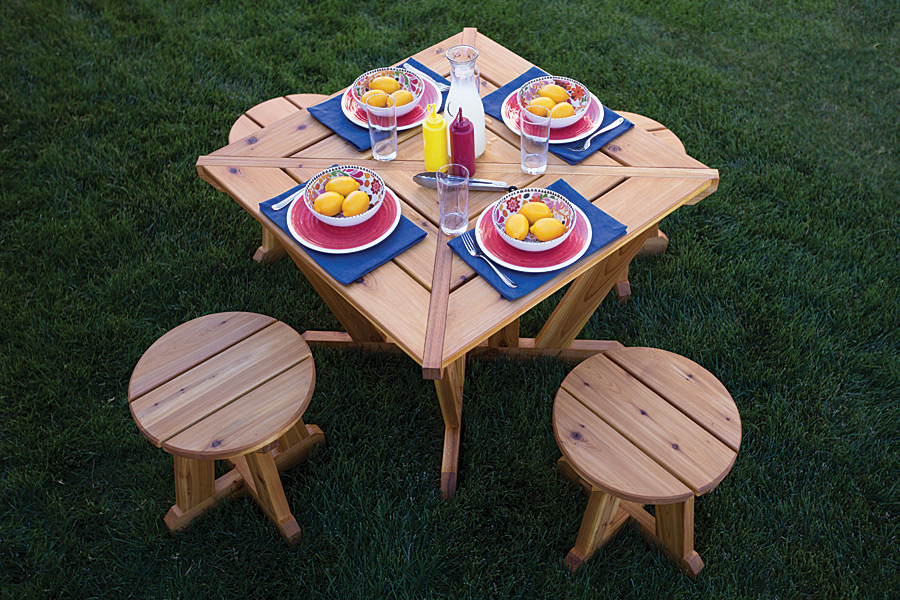 Compact Picnic Table and Stools