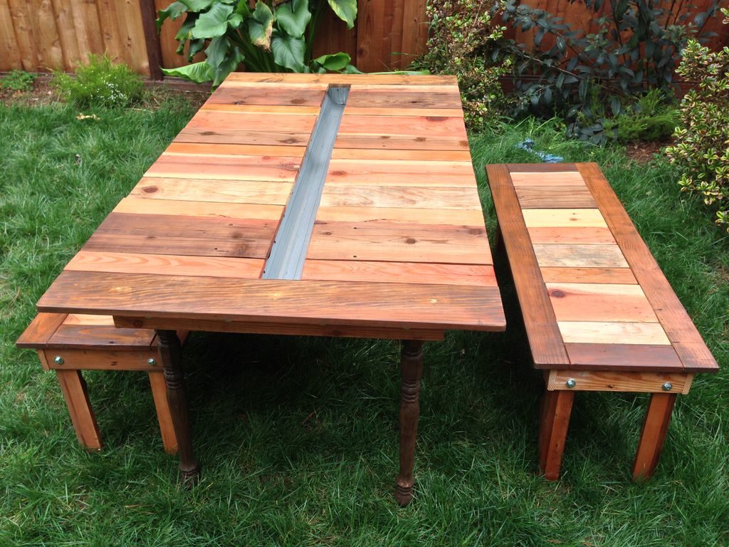 Reclaimed Wood Flat Table With Planter or Ice Trough