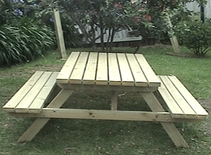 large and traditional picnic table