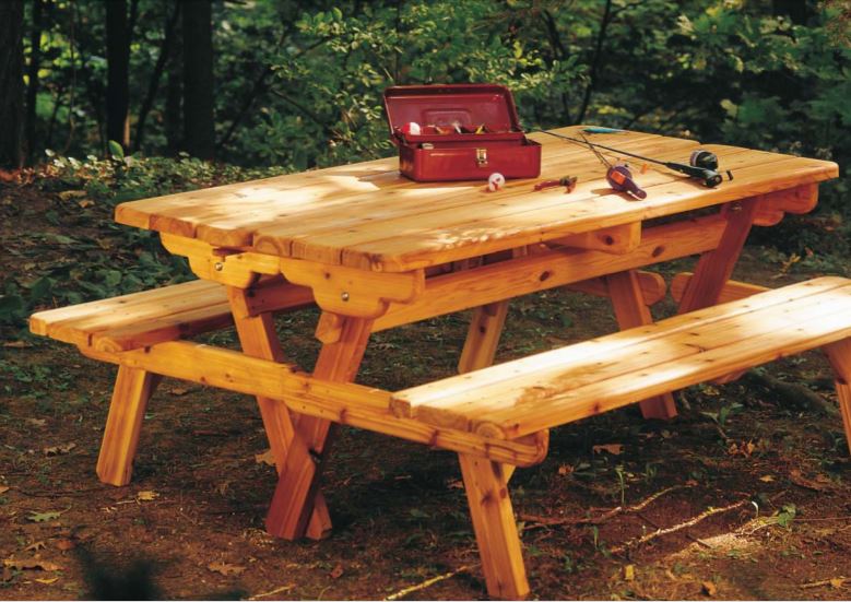 picnic table with bench seating