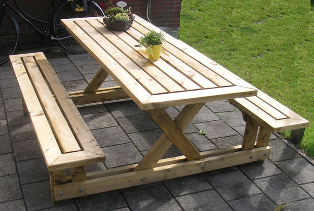 wooden picnic table