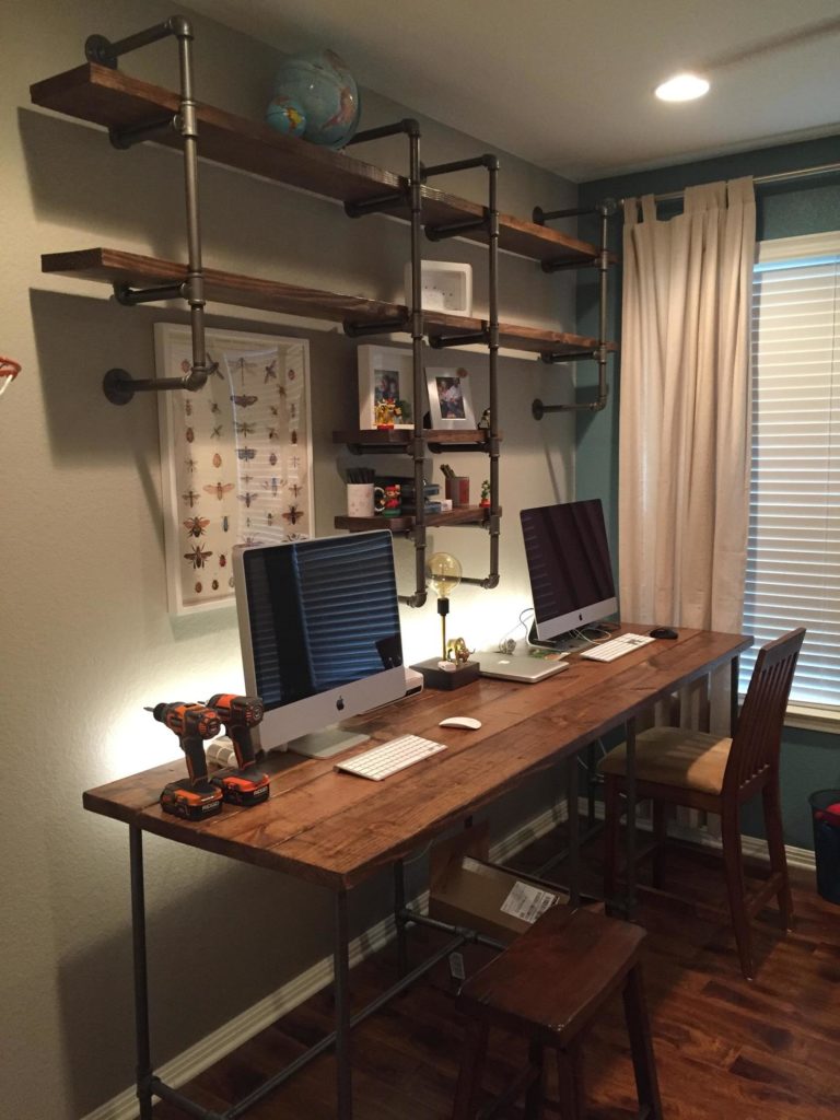 Wood and Pipes DIY Office Desk