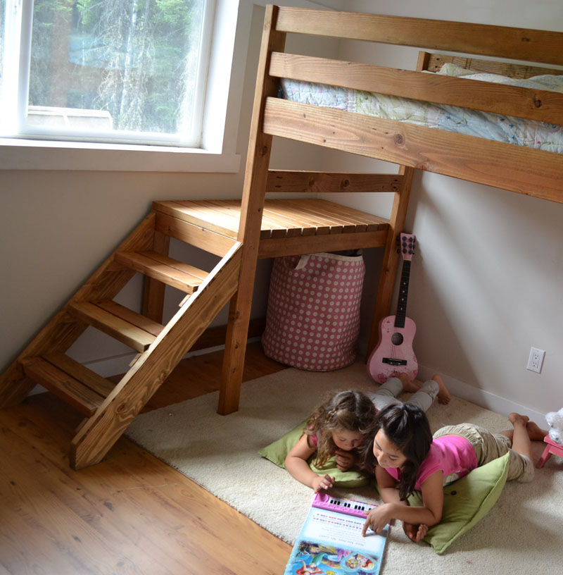 Camp Loft Bed With Stair, Junior Height