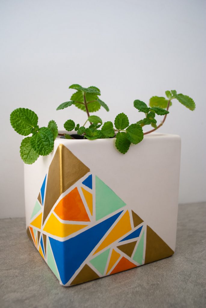 Geometric Painted Plant Stand